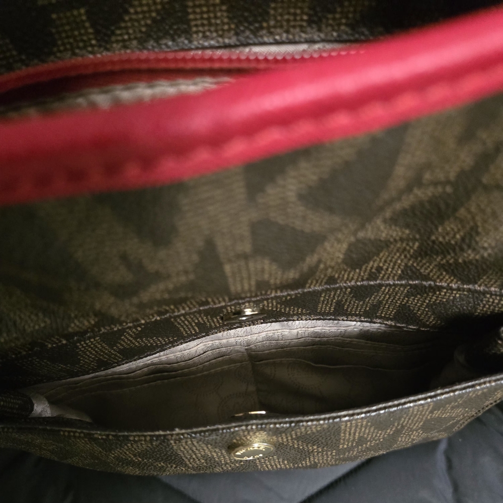 Michael Kors Brown Tote with Red Trim - Picture 2 of 9